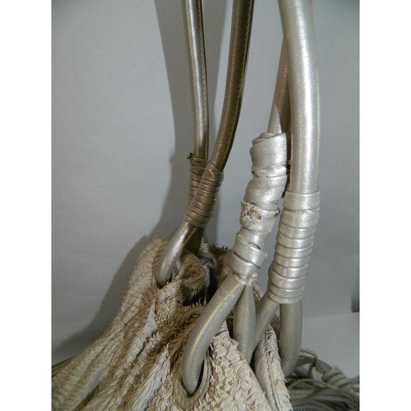 Edgy Boho Katherine Kwei Eternity Knot Dbl Layer Fringe Metallic Handbag Purse - Picture 6 of 16